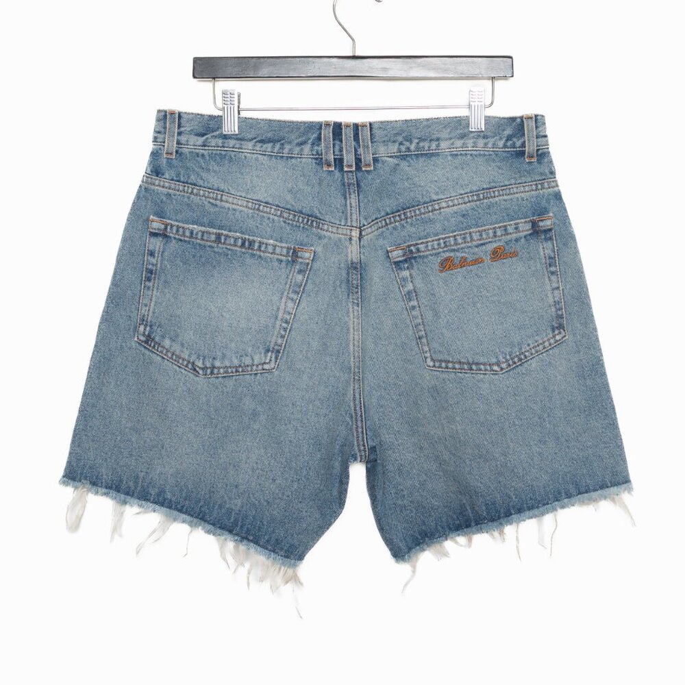 Balmain Blue Ripped Cotton Denim Jean Shorts - Mens Size 31 - NWT - Picture 3 of 14